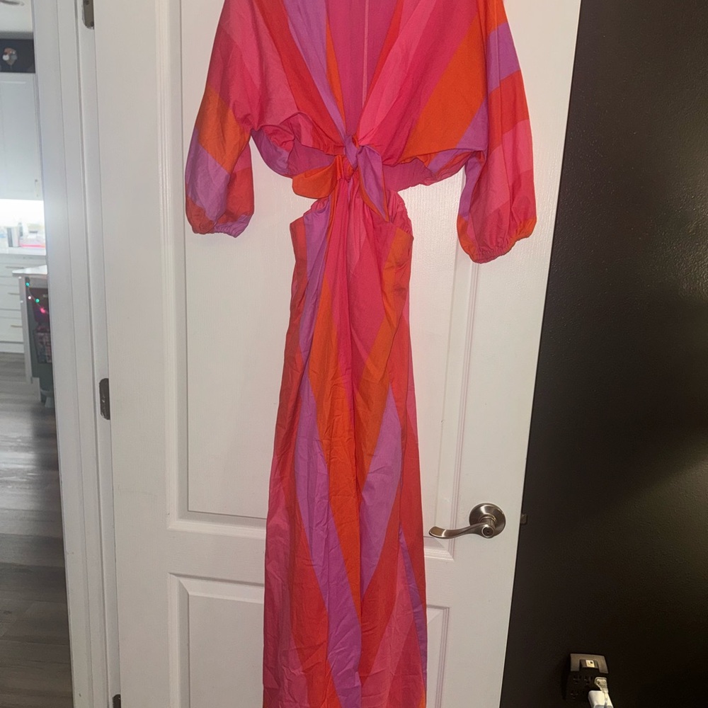 Multicolored cut out tie dress. BEAUTIFUL on. Size medium
